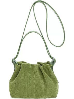 Women Vintage Suede Handbag Small Tote Bag Drawstring Bucket Bag Faux Suede Cros